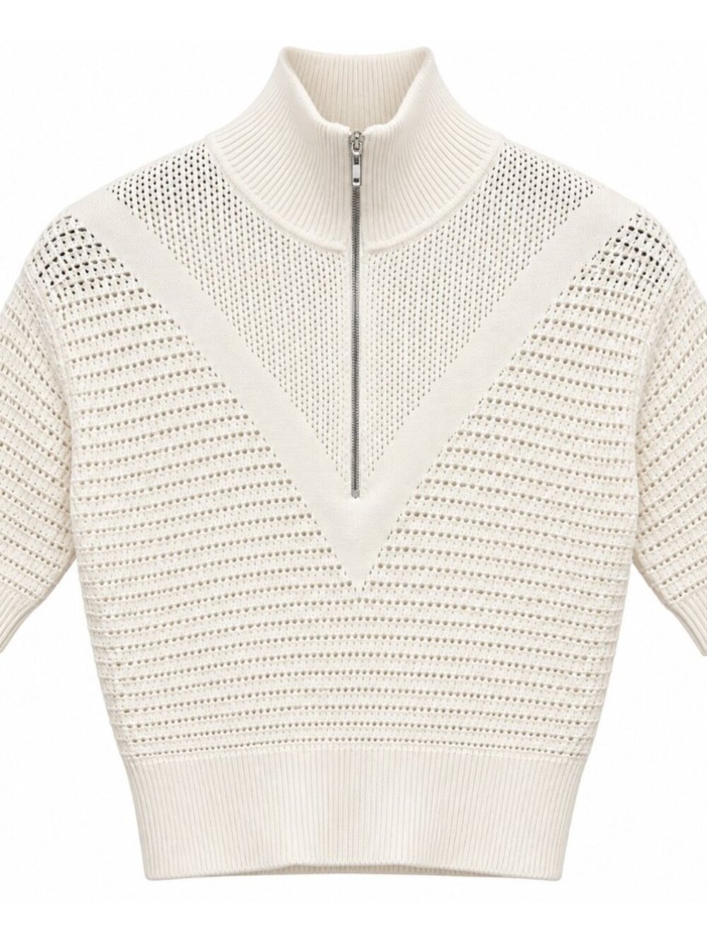 CALIA by Carrie Underwood Cream Knit Half-Zip Top